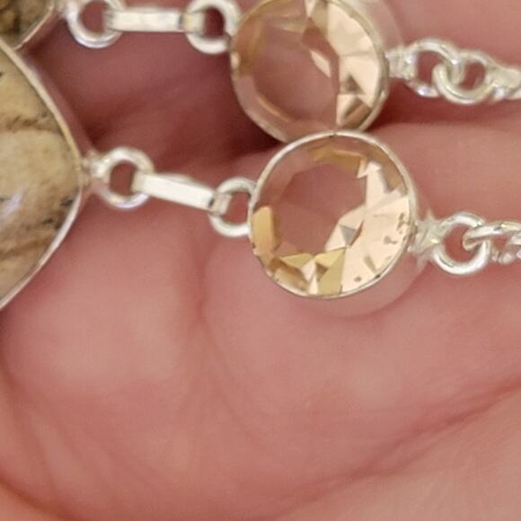 Sterling Silver Picture Jasper & Citrine Necklace, 18 Handmade Gemstone Jewelry - Picture 6 of 10